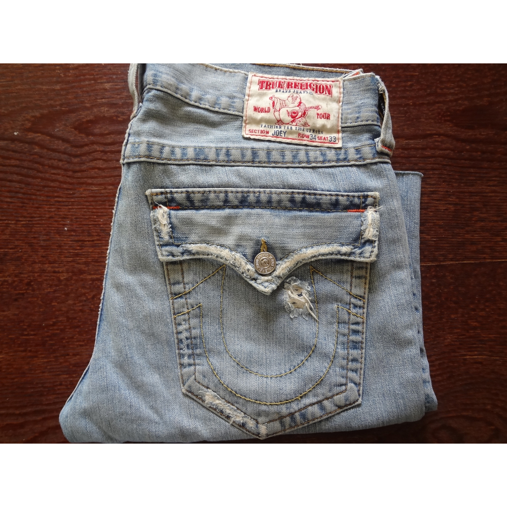 Men True Religion Blue Jean Joey Shorts 34-33